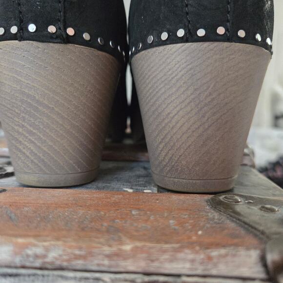 Dansko Black Nubuck Platform Ankle Boots Rivets Boho Hippie 39 - Picture 7 of 12